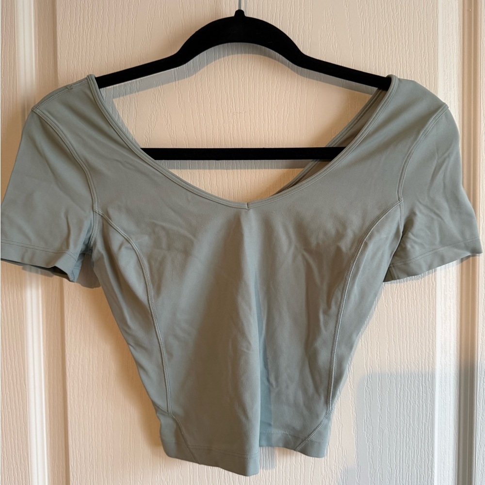 Lululemon Sage Green Short Sleeve Scoop Crop Top